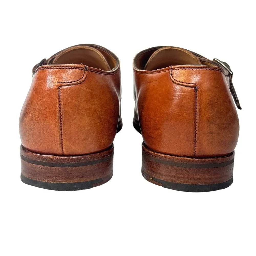 Alfred Sargent J Crew Monk Strap Shoes Walnut Brown Leather ENGLAND Classic 11.5
